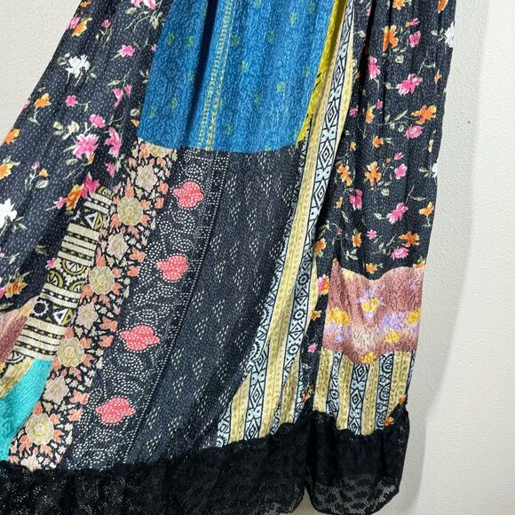 UO Kimchi Blue Mae Patchwork Dress Multicolor Lace Trim Spaghetti Strap Small - Picture 3 of 9